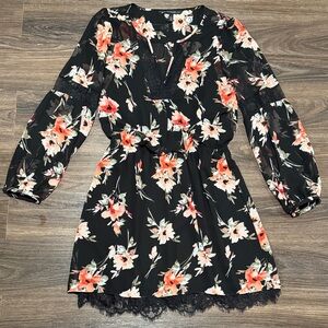 White House Black Market Black Floral Lace Mini Dress
